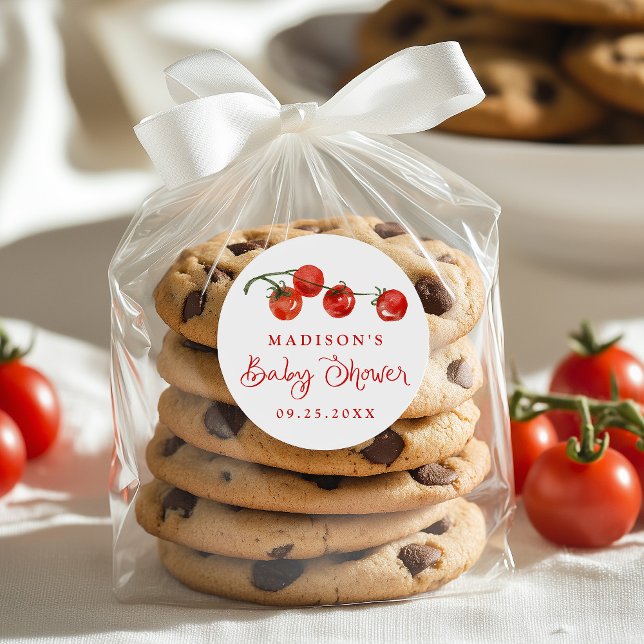 Sticker Rond Cute Little Tomato Baby Shower (Créateur téléchargé)