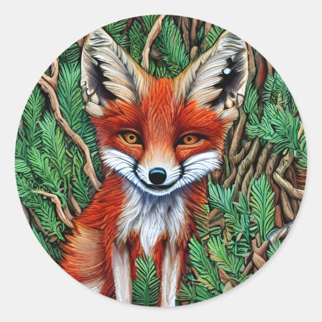 Sticker Rond Cute Little Wilderness Fox (Devant)