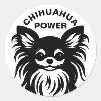 Sticker Rond Cute long-haired Chihuahua cartoon