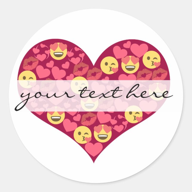 Sticker Rond Cute Love Kiss Lips Emoji Heart (Devant)
