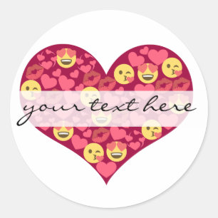Sticker Rond Cute Love Kiss Lips Emoji Heart