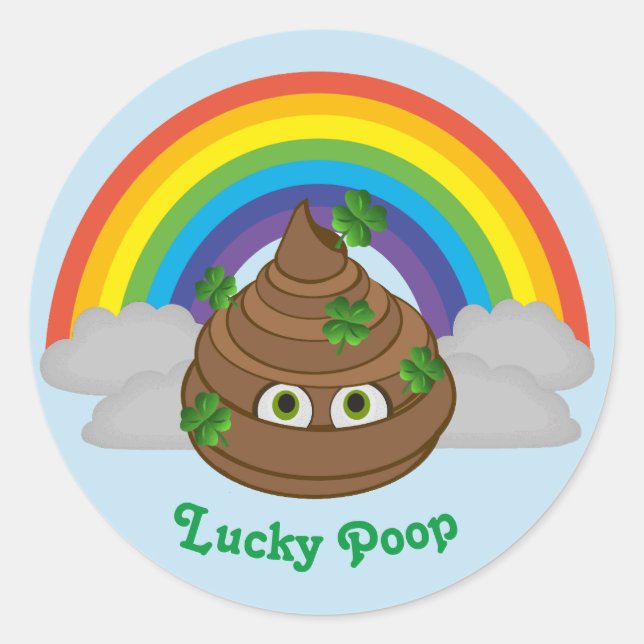 Sticker Rond Cute Lucky Poop (Devant)