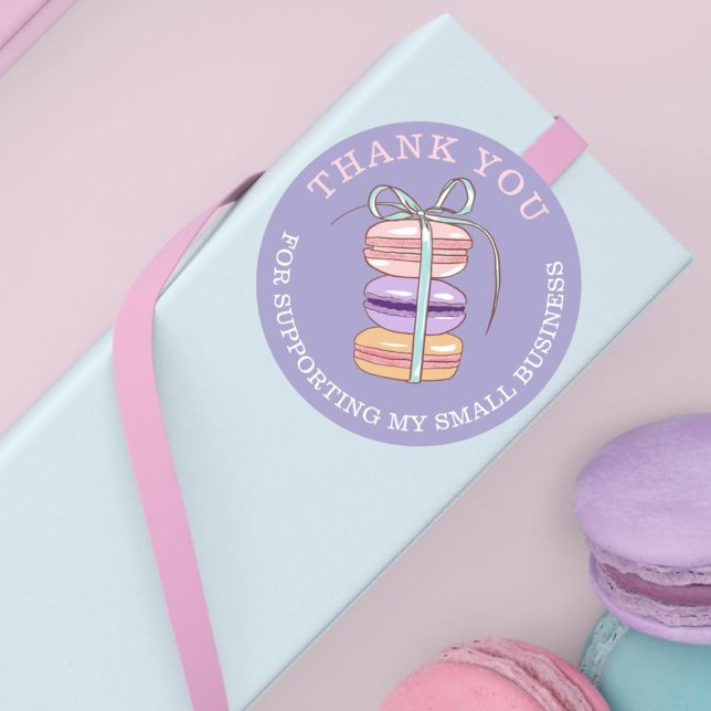 Sticker Rond Cute Macaron Pâtisserie Chef Merci Petite entrepri (Créateur téléchargé)