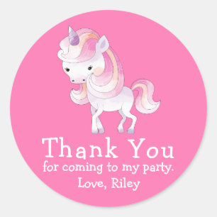 Sticker Rond Cute magique Unicorn Merci
