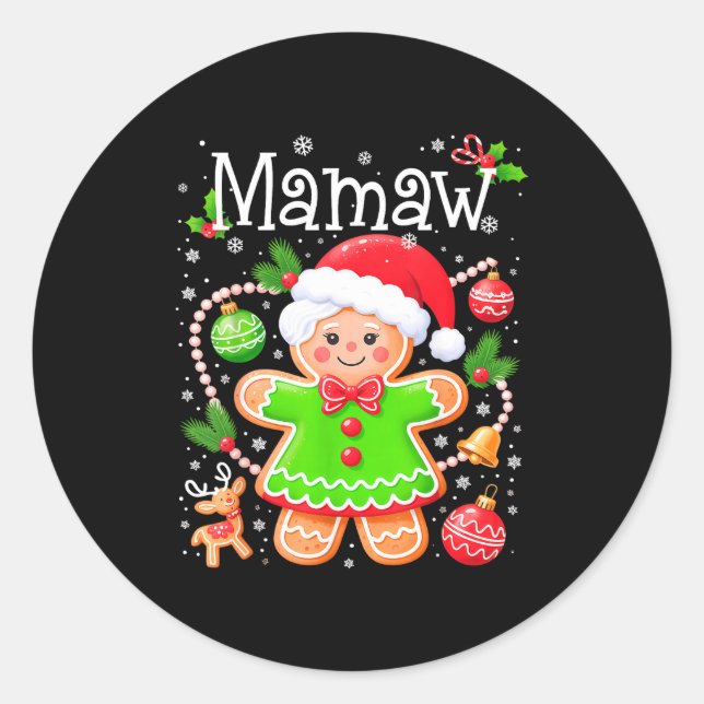 Sticker Rond Cute Mamaw Gingerbread Family Matching Christmas C (Devant)