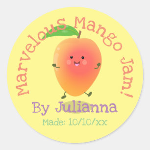 Sticker Rond Cute mangue confiture préserver dessin humoristiqu