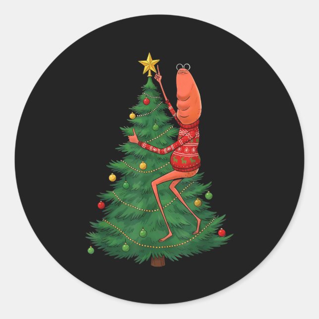 Sticker Rond Cute Marcus The Worm Merry Christmas Santa Marcus  (Devant)