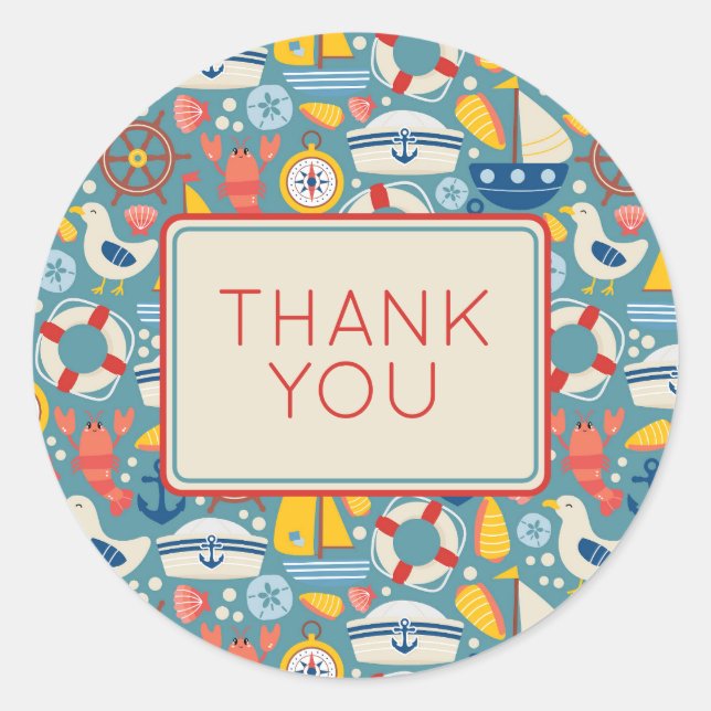 Sticker Rond Cute marine marine Merci de vie marine (Devant)
