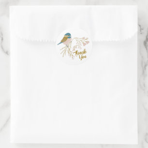 Sticker Rond Cute Merci de poulet rose or