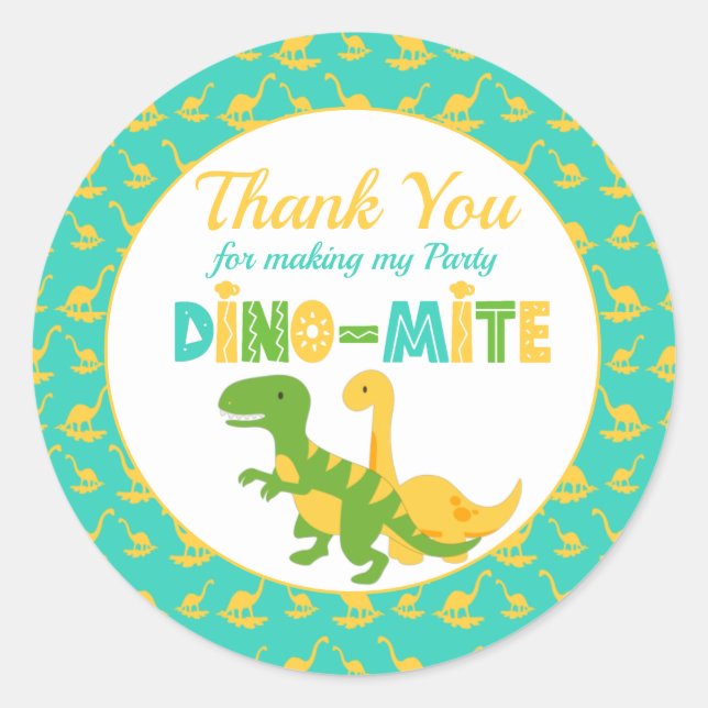 Sticker Rond Cute Merci Dinosaur (Devant)