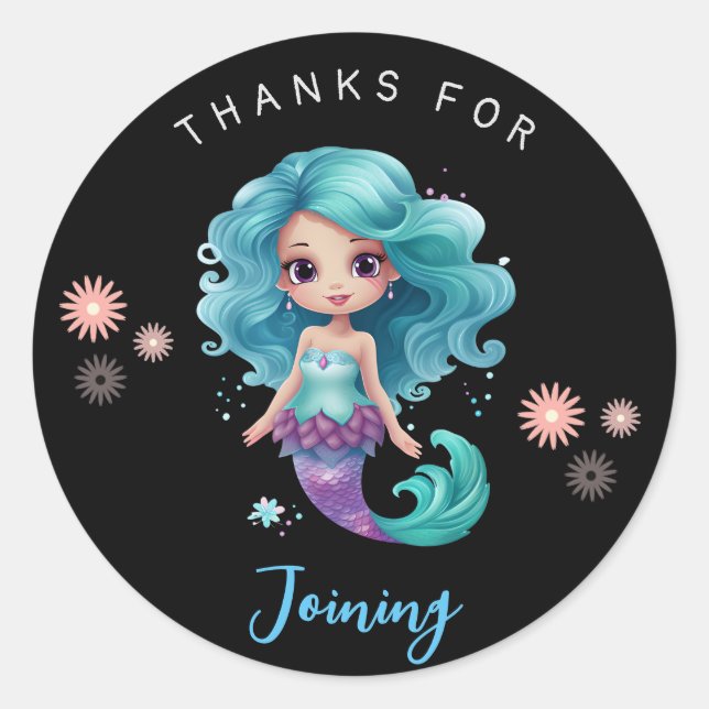 Sticker Rond Cute mermaid Anniversaire de enfant (Devant)