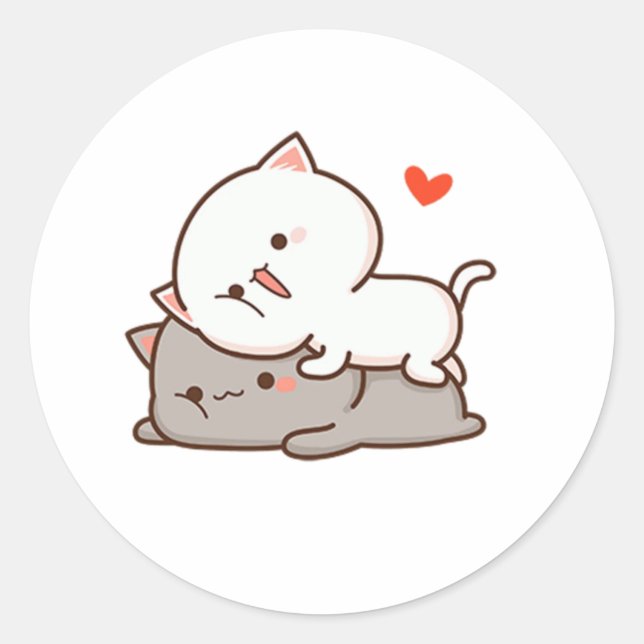 Sticker Rond Cute Mochi Peach Cat (Devant)