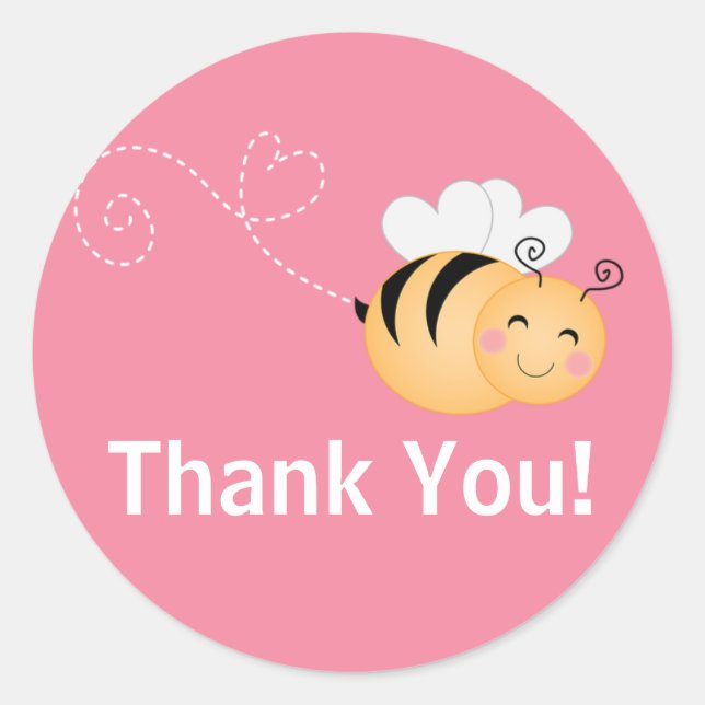 Sticker Rond Cute Modern Honey Bee Baby shower Invitation (Devant)