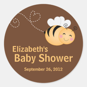 Sticker Rond Cute Modern Honey Bee Baby shower Invitation