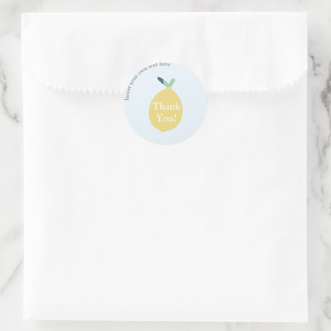Sticker Rond Cute Modern Lemon Merci Entreprise Texte (Sac)