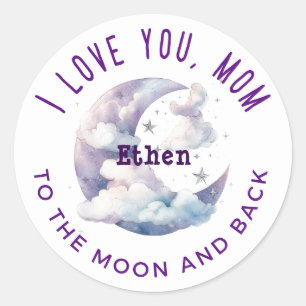 Sticker Rond Cute Moon et retour La coutume de la fête des mère