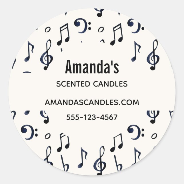 Sticker Rond Cute Musical Notes Motif (Devant)