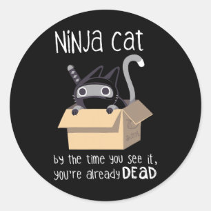 Sticker Rond Cute Ninja Cat