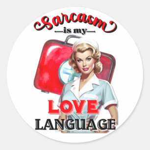 Sticker Rond Cute Nurse Pinup_ Love