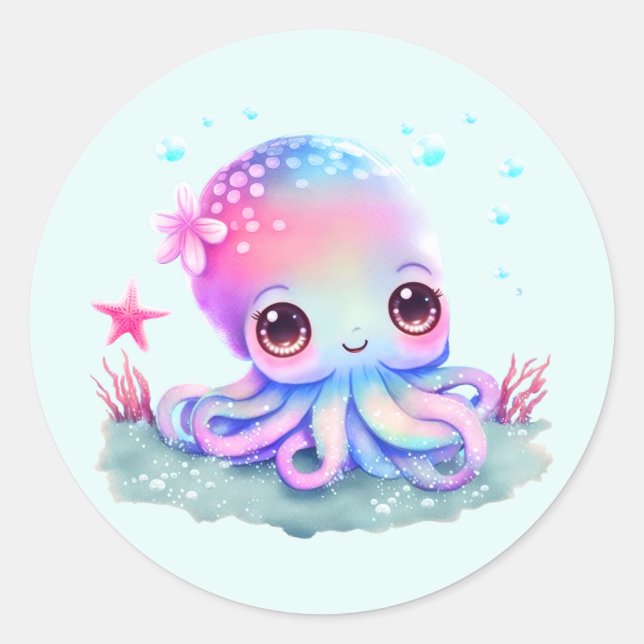 Sticker Rond Cute Octopus Sea Creator (Devant)