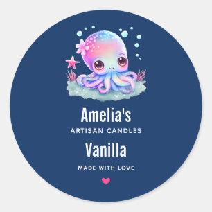 Sticker Rond Cute Octopus Sea Creator Candle Business