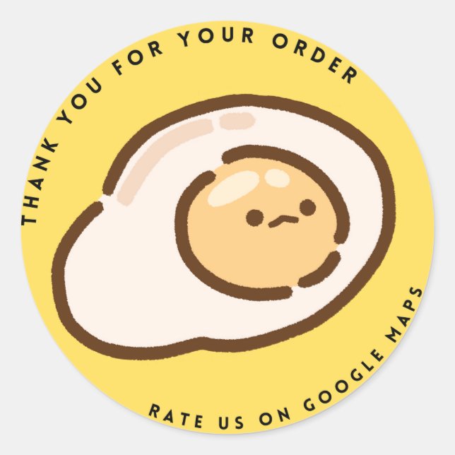 Sticker Rond Cute Oeuf Jaune Évaluez-nous sur Google Merci (Devant)