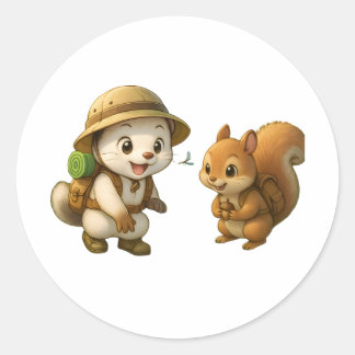 Sticker Rond Cute Okojo and Squirrel – Okojo and Friends Illust