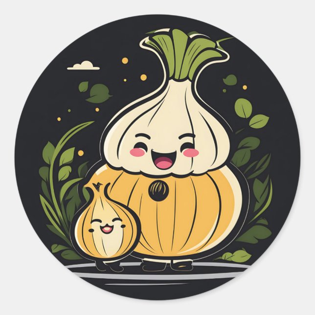 Sticker Rond Cute Onion Adventure (Devant)