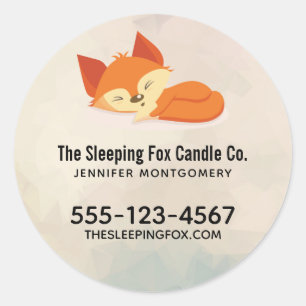 Sticker Rond Cute Orange Carton Fox Dormir affaires