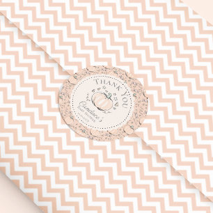 Sticker Rond Cute Orange Petit Baby shower Citrouille Merci