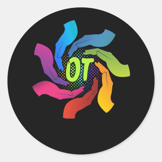 Sticker Rond Cute OT Hands Occupational Therapy (Devant)