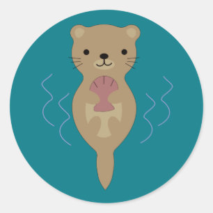Sticker Rond Cute Otter