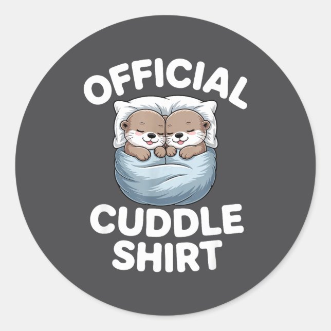 Sticker Rond Cute Otter Couple Cozy Cuddle  (Devant)