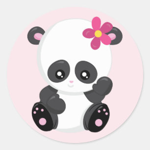 Sticker Rond Cute Ours Panda