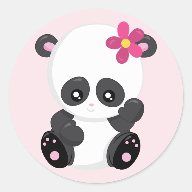 Sticker Rond Cute Ours Panda (Devant)