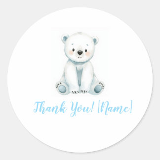 Sticker Rond Cute Ours Polaire Bébé Aquarelle Faveur de Remerci