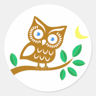 Sticker Rond Cute Owl