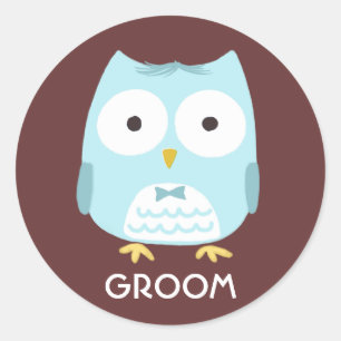 Sticker Rond Cute Owl   Amusant marié