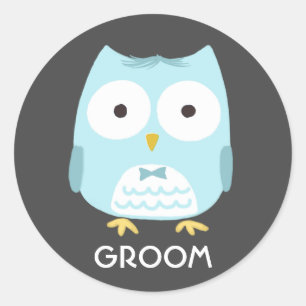 Sticker Rond Cute Owl   Amusant marié