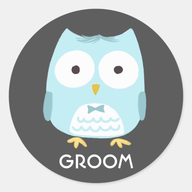 Sticker Rond Cute Owl | Amusant marié (Devant)