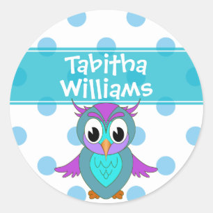 Sticker Rond Cute Owl Enfants Personnalisé