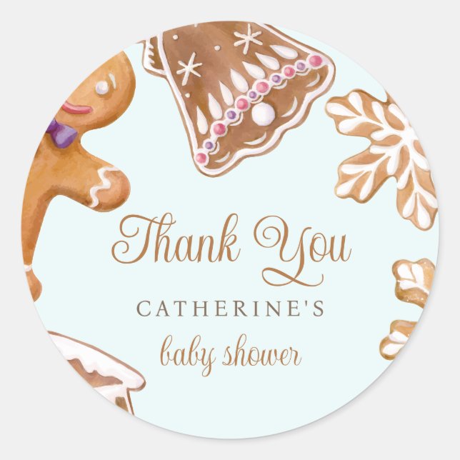 Sticker Rond Cute pain d'épices homme Baby shower Merci (Devant)