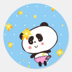 Sticker Rond Cute Panda Baby customisé