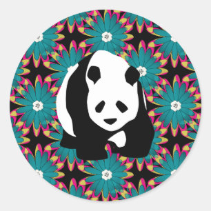 Sticker Rond Cute Panda Bear