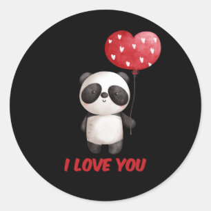 Sticker Rond Cute Panda I Love You Valentine