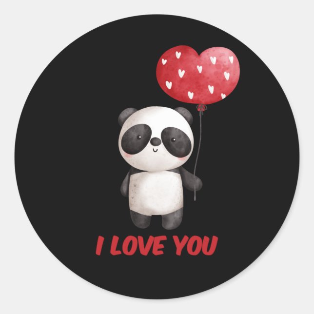 Sticker Rond Cute Panda | I Love You Valentine (Devant)