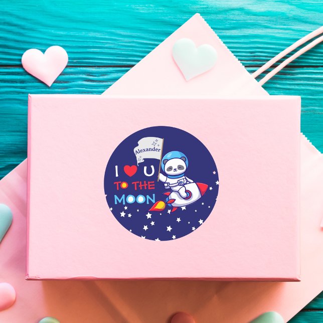 Sticker Rond Cute Panda Ours Astronaut Sur Rockship Kids (Créateur téléchargé)