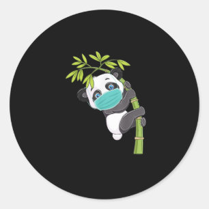 Sticker Rond Cute Panda Porter Visage Masque Drôle Panda cadeau