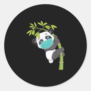 Sticker Rond Cute Panda Porter Visage Masque Drôle Panda Cadeau