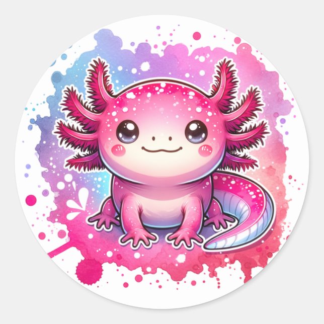 Sticker Rond Cute Pastel Axolotl Nouveau Design (Devant)
